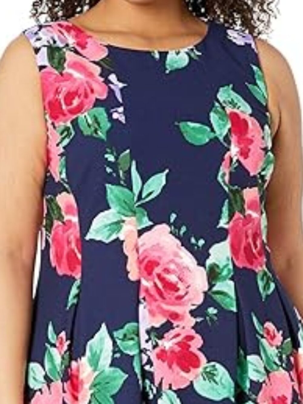 Jessica Howard Navy Blue Floral Fit and Flare Sleeveless Plus Dress SZ 24W - Picture 6 of 7